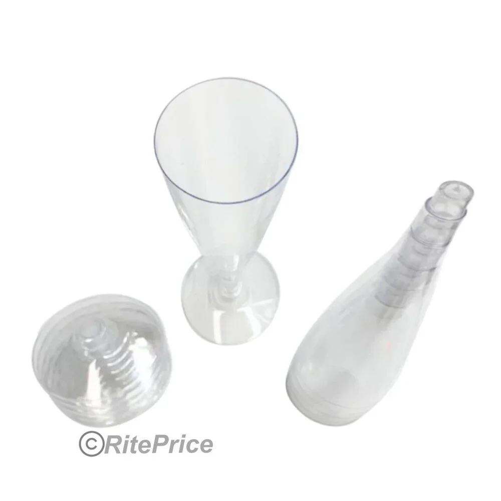 18 Pcs Champagne Flutes Disposable Clear Plastic Wine Glasses Party (3 Pack)-New